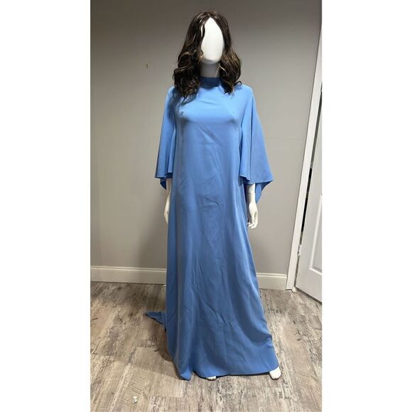 Oscar de La Renta Blue Cape Back Caftan Gown Size XS - Picture 7 of 13
